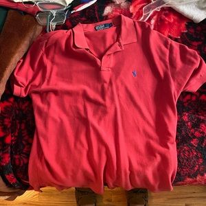 Red polo shirt